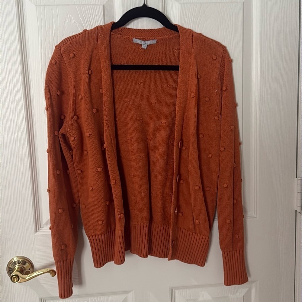 Women's Orange Cardigan Sweater heart N crush medium